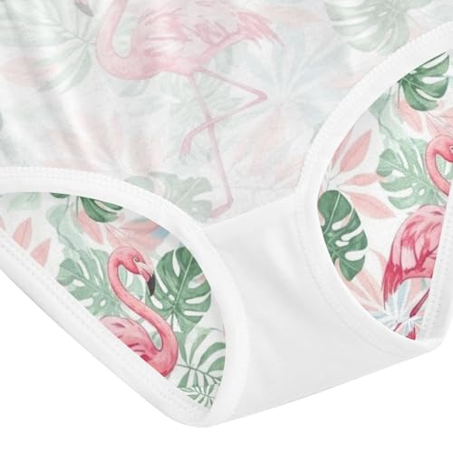 Flamingos Tropical Leaves Pastel Girl Panties, Toddler Girl Panties, Girls Underwear Cotton, 2–8 Years4