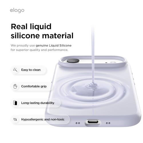 Image of elago for iPhone Air Case, Premium Magnetic Silicone Case, Compatible with MagSafe, Liquid Silicone Material, Protective Cover, Shockproof, Slim Phone, 6.5 inch (Purple)