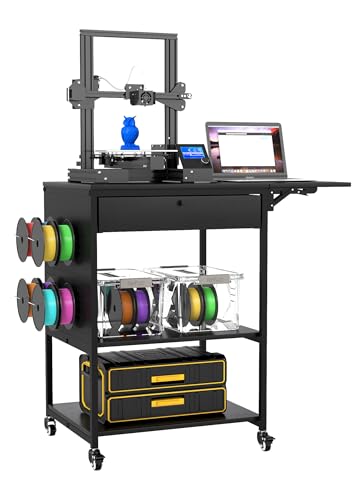 Suuiwau Mesa de impresora 3D, soporte para impresora 3D, soporte para carrito de escritorio, almacenamiento de filamento de impresora 3D para el hogar, oficina, taller