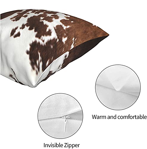 Cow Print Throw Pillow Covers 2 Pcs Cowhide Pillow case 18x18 inch Farmhouse Pillows Decorative Cushion Cover for Home Couch Bed Sofa - Image 3