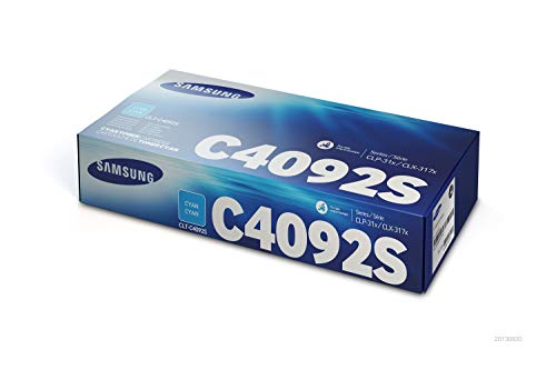 Samsung CLT C4092S, SU005A, Cian, Cartucho Tóner Original, de 1.000 páginas, compatible con impresoras Samsung LaserJet Color CLP 310, CLP 310N, CLP 315, CLP 315W, CLX 3170FN, CLX 3175N y CLX 3175FN