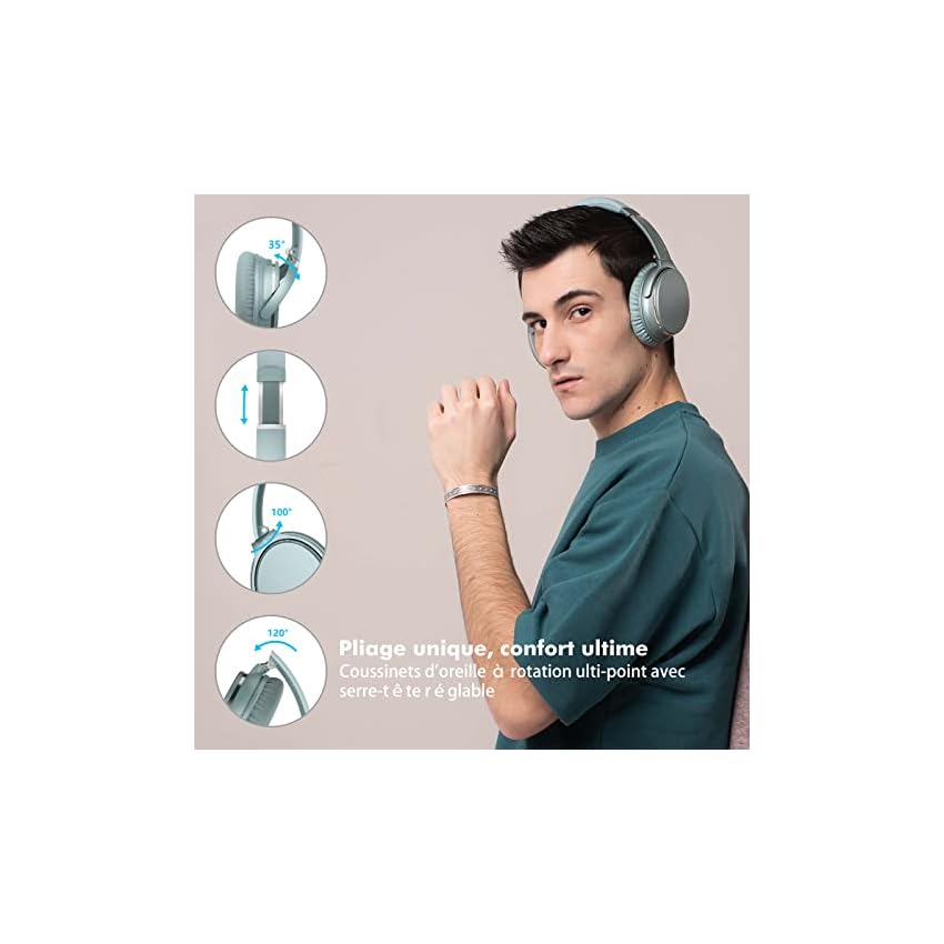 srhythm nc25 casque bluetooth sans fil reducteur de bruit active, 50h autonomie et charge rapide, ecouteurs connexion à 2 appareils, très léger avec micro, mode transparence et jeu, mémoire de forme