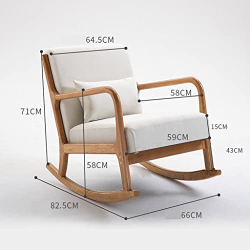 Cadeira de balanço de madeira maciça com apoio para os pés, cadeira de balanço de tecido moderno, ca
