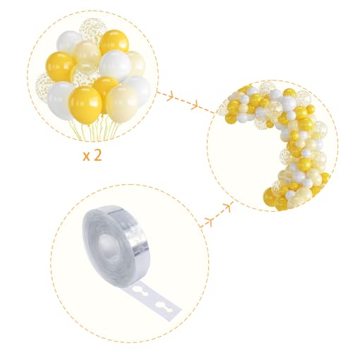 Image of Yellow and White Balloons, 70pcs Yellow Balloons for Birthday Baby Shower Sunflower Honeybee Theme Party Supply