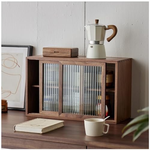 Armario de cocina pequeño con 2 niveles, gabinete de buffet con puerta de cristal para cuencos, platos, especias, aparador de escritorio y organizador de despensa