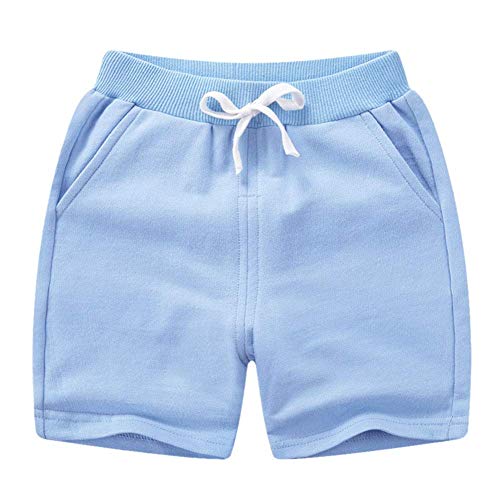 Ptpuke Toddler Kids Solid Cotton Comfort Soft Baby Sport Jogger Shorts Boys Girls Casual Pants Light Blue #TOP23
