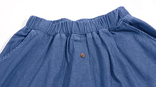 CHARTOU Womens Stretchy High Waist 5-Buttons Front A-Line Flowy Midi Skirts3