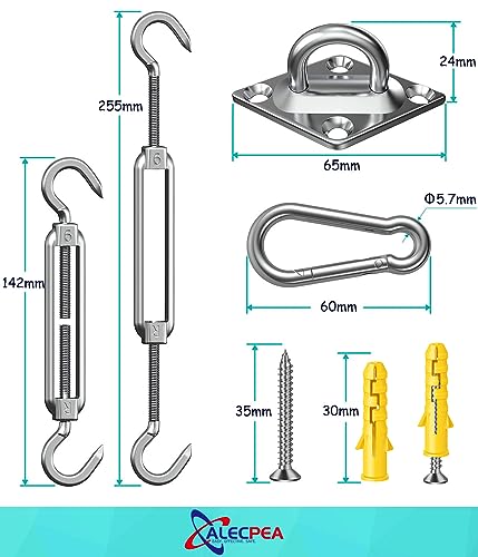 Sonnensegel Befestigung Kit M6 - Hochwertiges Edelstahl 304 - Tragfähigkeit von 80 kg - Sonnensegel Spanner Zubehör Montage Aufbau Set für Viereck und Dreieck Garten, Awnings Mounting Assembly Set 4