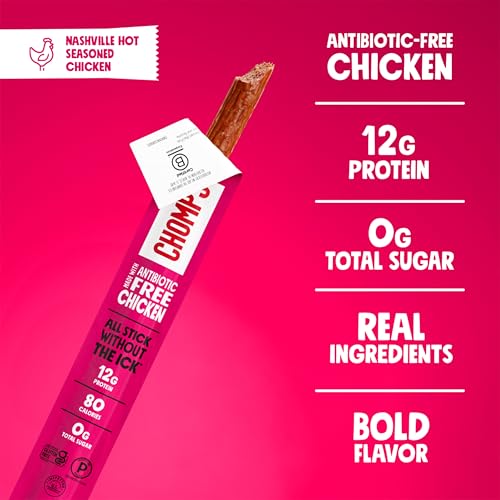Image of Chomps Nashville Hot Chicken, Antibiotic Free, 10ct, Protein Snack Stick