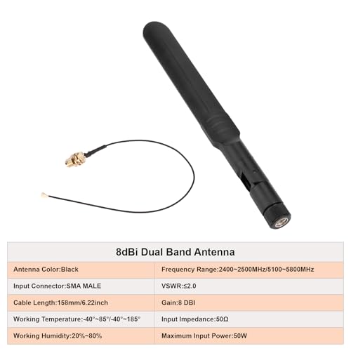 FORIOT ESP32-CAM WF+BT Development Board Enhanced with External Antenna Interface + OV2640 Camera Module 2MP + 8dBi Dual-Band Antenna + 20CM IPEX to RP-SMA Pigtail Cable