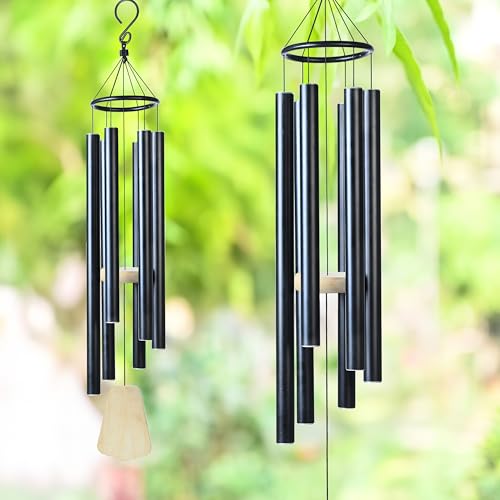 Image of ZAICUS 41 Inch Large Wind Chime for Home Balcony, Outdoor Garden & Vastu - Soothing Sound, Hanging Decor- Black