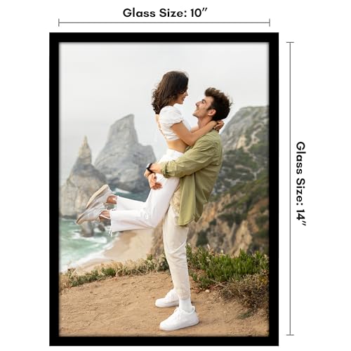 Image of Americanflat 10x14 Picture Frame with Shatter-Resistant Glass - Streamline Collection - Thin Border Picture Frame for Wall Display - Hanging Hardware Included - Black