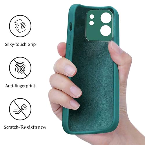 Image of A rtistque Liquid Silicone Back Cover Case for Poco C65 / Mi Redmi 13C 4G Shockproof TPU Soft Flexible with Camera Protection - Green