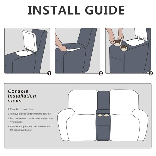 Image of molasofa Leather Like Additional Recliner Console Cover for Reclining Loveseat Covers Stretch Jacquard Middle Console Cover for Recliner Couch(Dark Chocolate)