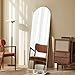 DUMOS Arched Full Length Mirror with Stand Floor Standing Aluminum Frame for Bedroom Body Hanging Leaning Modern Simple Home Decor Shatter-Proorf Nano Glass Wall Living Room Cloakroom Gold 59.1