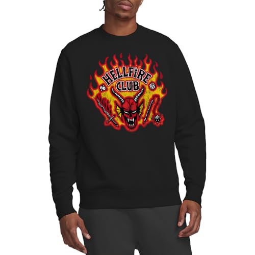 Sweatshirt Stranger Things Hellfire Flames en coton pull-over mixte noir