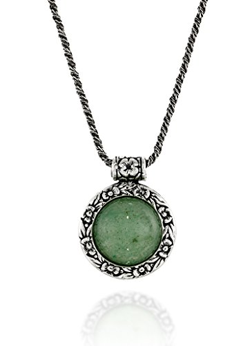 image for Stera Jewelry Round Floral Design 925 Sterling Silver Necklace with Gr