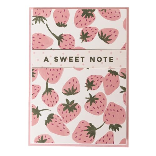 Image of Graphique Pink Strawberries Boxed Cards, 16 Pack Set, All Occasion Greeting Cards with Envelopes, Blank Inside for Personalized Notes, 3.25 inch x 4.75 inch