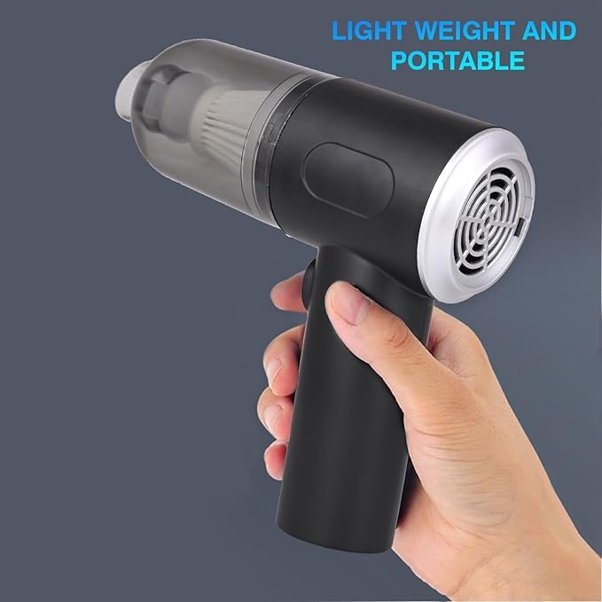 Image of 3-in-1 Vacuum Cleaner USB Rechargeable Wireless Handheld Mini Car Vaccum-Cleaners for Travelling Camping Reusable Portable with Charging Cable & 3 Attachments (Black, Pack of 1)