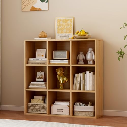 OSCHF 9-Cube Storage Shelf Bookcase, Oak