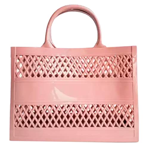 Gran capacidad PVC bolso de mano de goma silicona bolsa de playa embrague novia, Oro Rosa, Talla única para todos