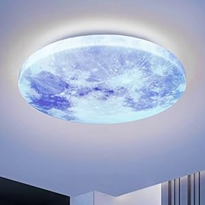 Plafonnier Led, Lampe Plafond Télécommandé – Lune Luminaire plafonnier 36W Ø33cm 3000K-6000K Plafonnier Salle de Bain Moderne Rond Lampe Plafond 2000LM pour Chambre, Cuisine, la Chambre des enfants