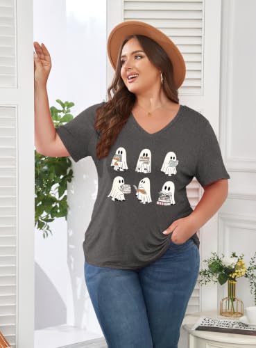 Image of ForHailey Women's Plus Size V Neck Tops Summer Short Sleeve T Shirt