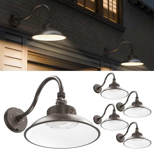 Sunco Dusk to Dawn LED Outdoor Light, Gooseneck Barn Light Outdoor, 6500 LM, Selectable Features, 30W/40W/50W, 3000K/4000K/5000K, Photocell On/Off, Dimmable (0-10V), Wet Rated UL/DLC 4 Pack