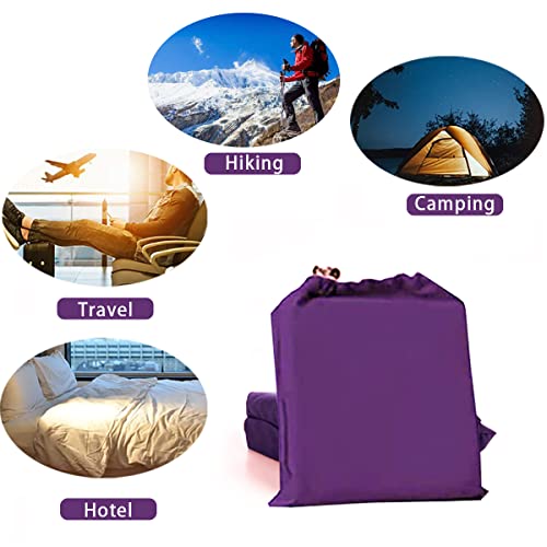 Niuxx Sleeping Bag Liner Camping Travel Bed Sheet With Zipper, Large Lightweight Breathable Double Sleeping Sack For Backpacking, Hotel Hostels, Lightweight Bed Liner For Outside Travelling (Purple) #TOP2