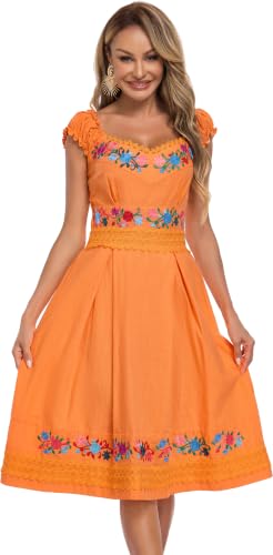 Image of Women's Mexican Dress Embroidered Causal Lace Party Dress