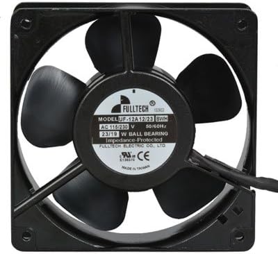 Fulltech Electric UF-12A1223BWH Tubeaxial Fan, 12" Leads, 4 Wire Connection, 115/230 Volt AC, 120 mm W x 120 mm H x 38 mm D