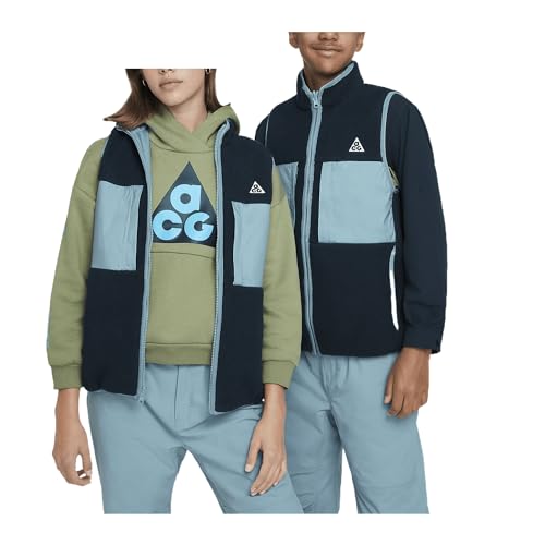 Nike ACG Big Kids' Therma-FIT Reversible Vest (FZ5424-478, Armory Navy/Denim Turquoise/Denim Turquoise/Summit White)