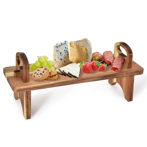 Acacia Wood Raised Serving Platter Great Cake Stand Food Display,42x14x17 cm, Cheese Board & Salad Server Perfect for Afternoon Tea, Tapas, Buffets & Breakfast,Desserts, Grazing and Buffets