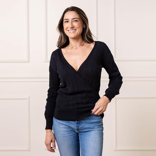 Image of Hope & Henry Women's Long Sleeve Fine Gauge V-Neck Sweater