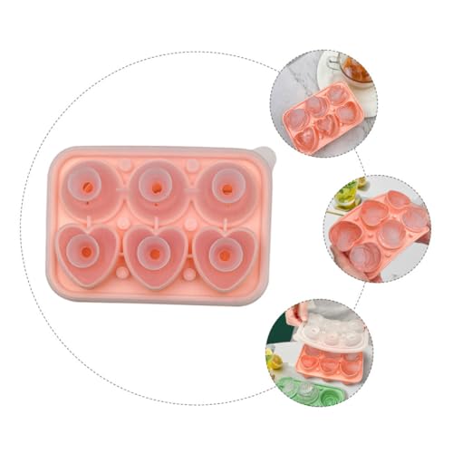 Molde para cubitos de hielo forma corazón grande de silicón rosa miniatura 6