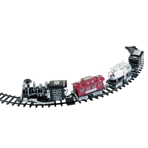 Image of Braintastic Train Toy Set with Real Smokes, Lights from Locomotive and Emulation Train Sounds for 3 Years & Above Kids (Classic Train)