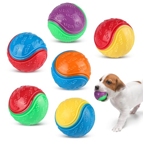 QKURT 6 x Quietschender Hundeball, Haustier Training Ball, Hund interaktive Hund Ball, Hundespielzeug Zähne putzen, Welpen kauen Spielzeug, Hundebälle für die Ausbildung, Interaktion und Spielen