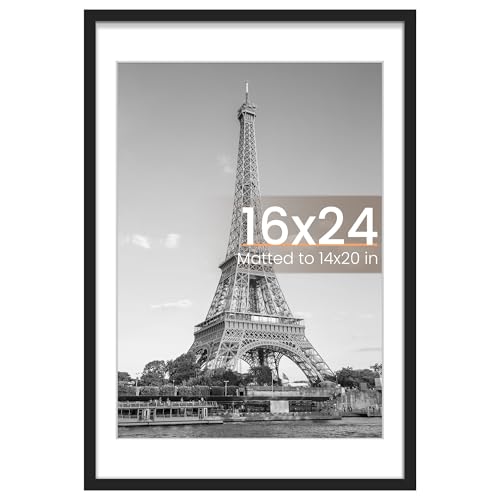 upsimples 16x24 Picture Frame, Display Pictures 14x20 with Mat or 16 x 24 Without, Wall Hanging...