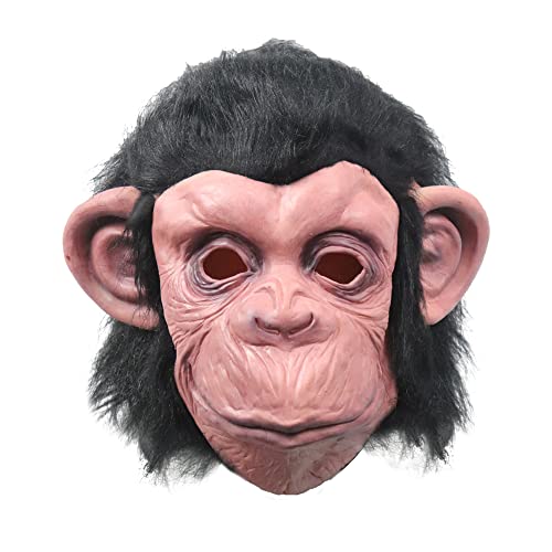 Black Chimp Mask Latex Full Head Mask For Halloween Costume Party Monkey Animal Mask, Large #TOP3