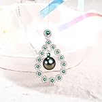 Gifts for Women-Tahitian-Black-Pearl-Necklace- Gift for Wife Wedding Birthday Anniversary - Mom Girlfriend Her on Mothers Day Valentines Day Christmas - 18K Gold Plated Sterling Silver Pearls Pendant With Urquoise - Image 3