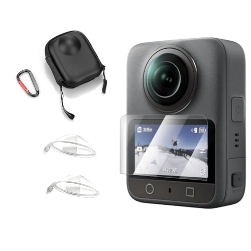 VEETALEE Lens Guards Set for DJI Osmo 360 Include PC Lens Protector Cover 2 Pack Screen Protectors PU Carrying Case Accessories Kit Compatible with Osmo 360 Camera