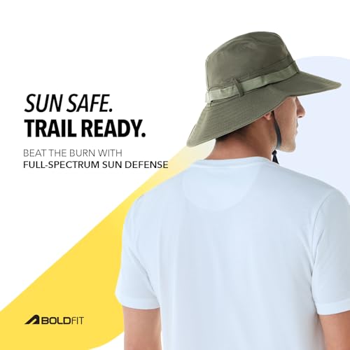 Image of Boldfit Unisex Sun Hat for Men & Women with UPF Protection Wide Brim Outdoor Adjustable Fit, Breathable Fabric, Moisture-Wicking & Packable Design-Ideal for Hiking, Trekking, Fishing, Beach & Travel