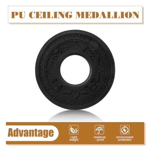 Image of BBTO 2 Pack Black Ceiling Medallion for Light Fixtures and Ceiling Fans Chandeliers 10 inch Od x 3.5 inch ID(Elegant)