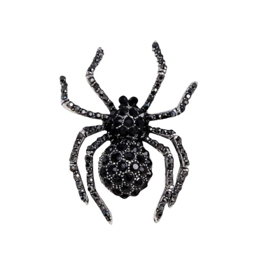 Image of Rhinestone Spider Brooch for Women Men Gold Plated Fashion Crystal Vintage Brooch Green Black Large Insect Animal Lapel Pin Creative Dress Accessories Theme Party Jewelry Gift Father's Day Halloween