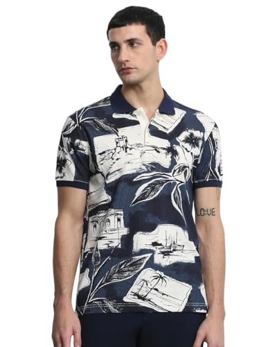 Image of MUFTI Navy Tropical Polo T Shirt