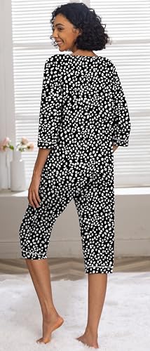 Image of PrinStory Womens Pajama Sets Capri Pjs Soft Lounge Sets XS-4XL