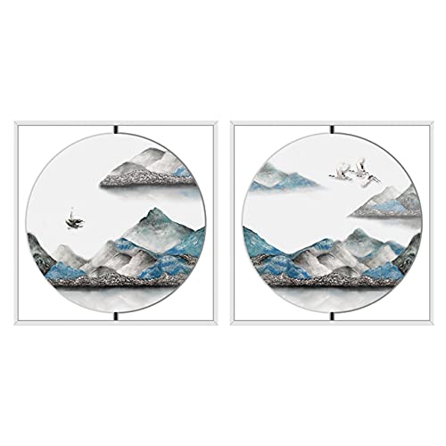 Image of PAINTINGMANTRA Set of 2 Landscape Theme Canvas Painting Painting For Living Room Size-13x13 Inches