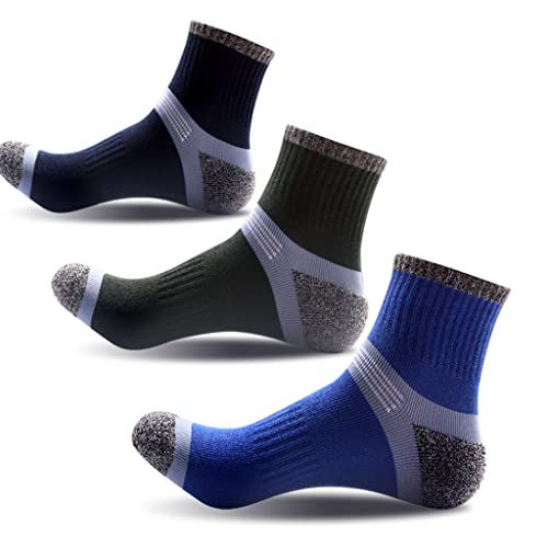 6 Pairs Men's Athletic Running Socks Performance Cushion Cotton Athletic Crew Socks for Men Size 9-122