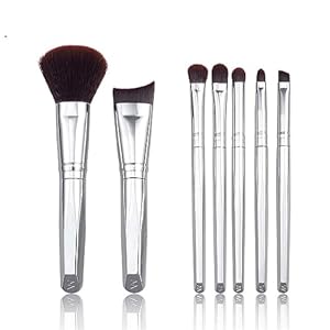 MADALIAN 7pcs Mini Makeup Brush Set Gradient Color Portable Makeup Tools Travel Makeup Set Brushes(Color:Black)