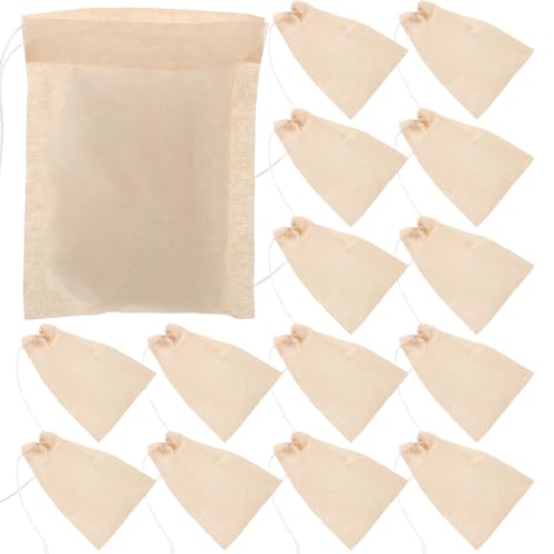 ULTECHNOVO Bolsitas de Té Desechables de Papel 100 Piezas (6x8 Cm) Cordón para Té Suelto, Especias y Hierbas, Filtro Fino Seguro para Uso Doméstico y Restaurantes